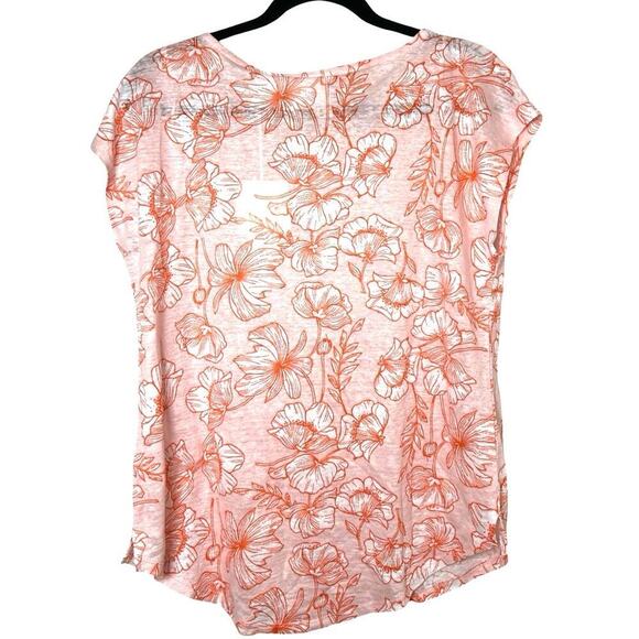NWT Cynthia Rowley Women’s 100% Linen Floral Short Sleeve Shirt Orange Size M - Picture 2 of 5